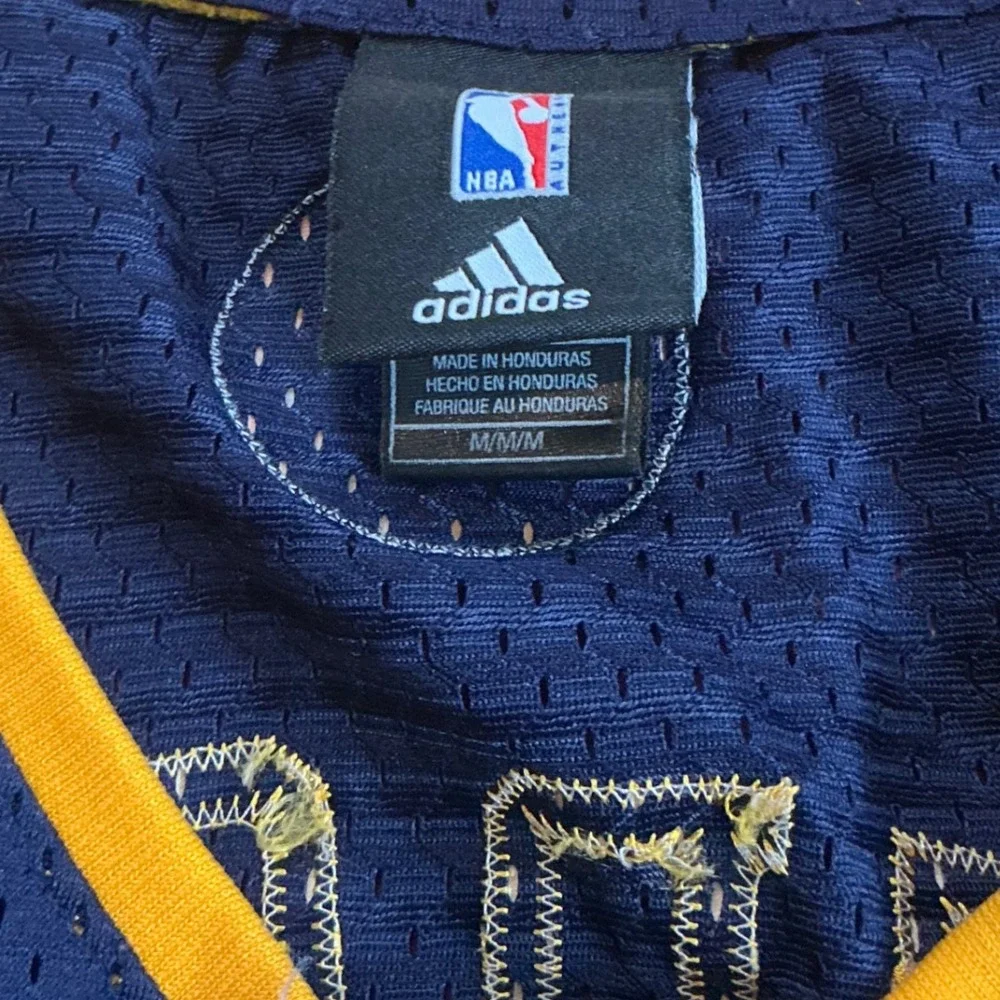 Adidas Denver Nuggets Allen Iverson 3 NBA Jersey Navy Blue Yellow Mens Medium